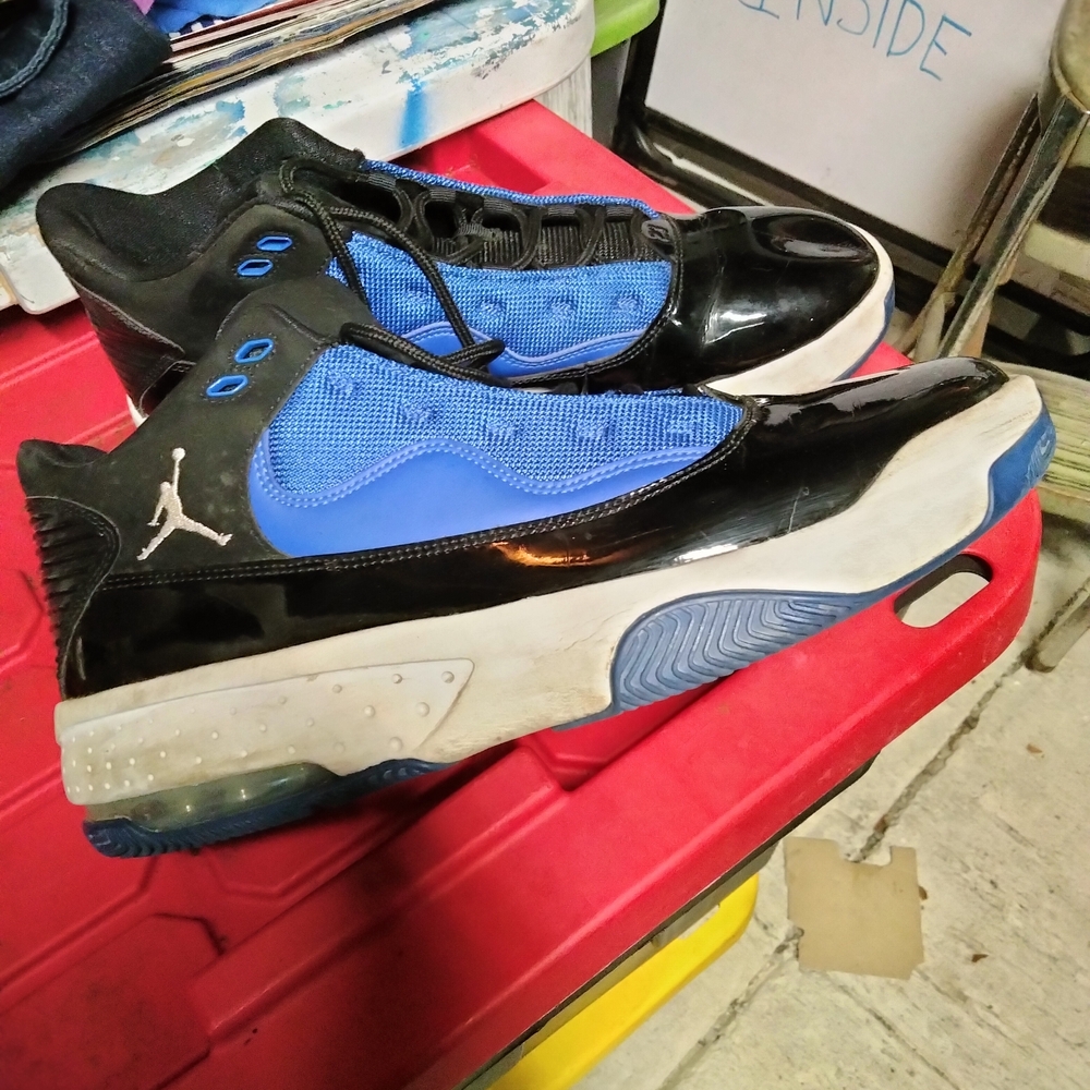 Jordan Black and Blue Athletic Shoes